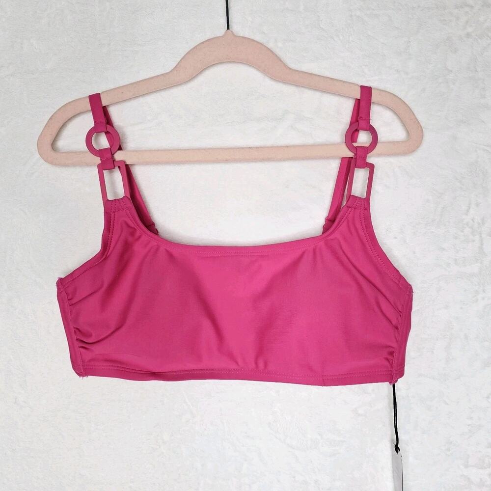 NWT Womens Bikini Top 38D Hot Pink Underwire Vibrant Minimalist Retro Vibe